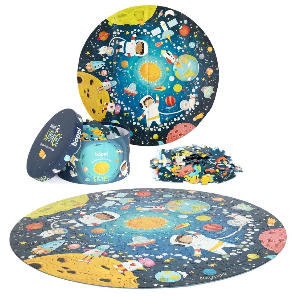 Bambini Puzzle Rotondo 150 Pezzi boppi Riciclato Puzzle Animali Space - Immagine 3 di 4