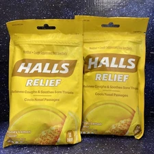 2 Pack - HALLS Relief Honey Lemon Flavor Cough Drops (60 Total) READ DESC.