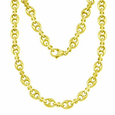 14k Yellow Gold Solid Puffed Mariner Link Chain Necklace 26
