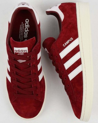 burgundy and white high top adidas