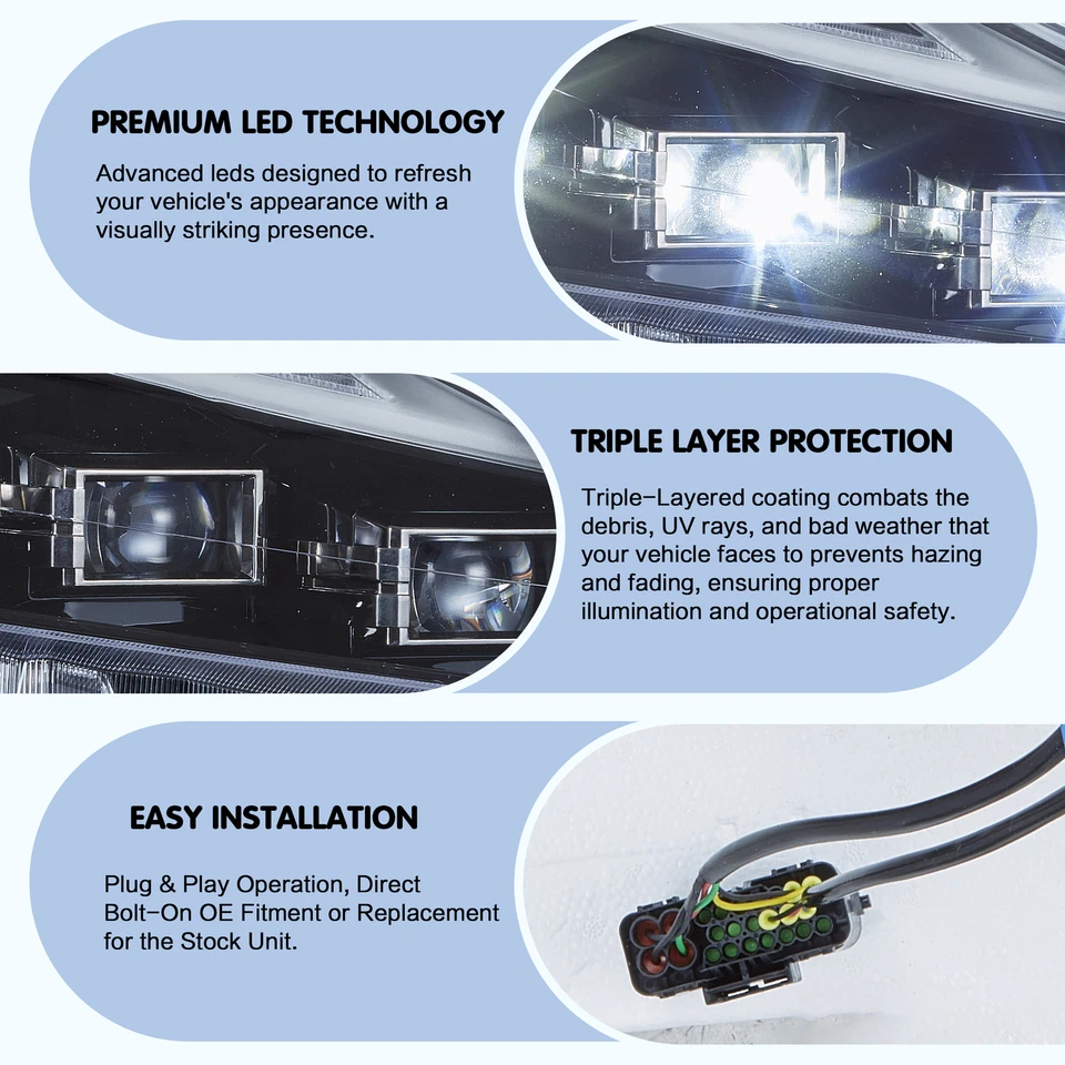 VLAND LED Scheinwerfer für 2006-2013 Lexus IS250 IS350 ISF w/Startup Blue-DRL - Bild 3 von 4