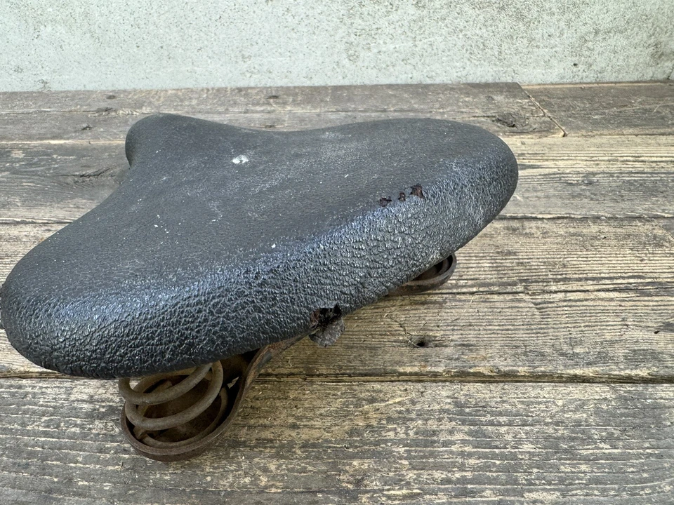 Asiento de resorte de bicicleta vintage negro antiguo EE. UU. Troxel Foto 4 de 4