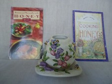 HOME INTERIORS Bee Hive  CANDLE LAMP SHADE SET Plus Two HONEY Themed COOKBOOKS