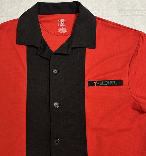 7 Eleven 7-11 Employee Work Uniform Apparel Red Black Polo Men's Size Small - Picture 2 of 5
