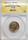 1938 D/S Buffalo Nickel ANACS MS-63 FS-511