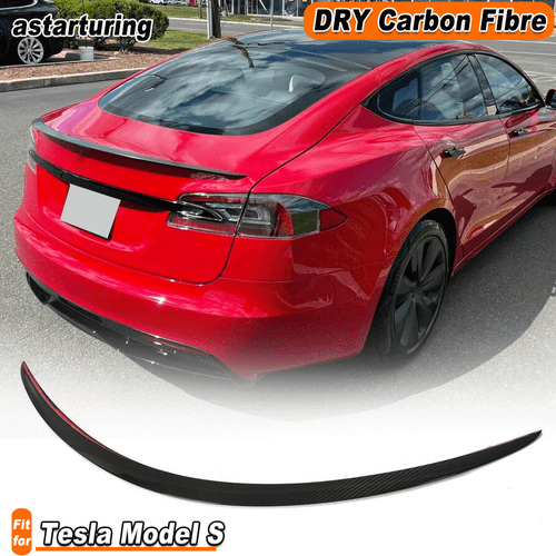 Fit For TESLA MODEL S 2020-2023 DRY CARBON Rear Trunk Spoiler High Kick Wing Lip - Picture 1 of 13