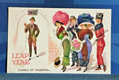 Fred Spurgin Comic Postkarte 1912 Schaltjahr Hobble Rock DAMEN WARTEN
