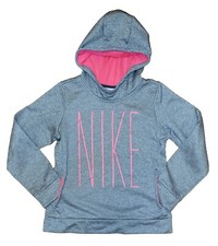 Nike Dri-fit Girls Large Gray  Hot Pink Pullover Fleece Hoodie