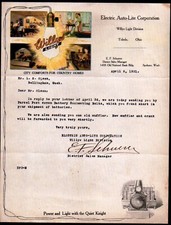1921 Toledo Oh - Electric Auto Lite Corporation - Willys Light Letter Head Bill