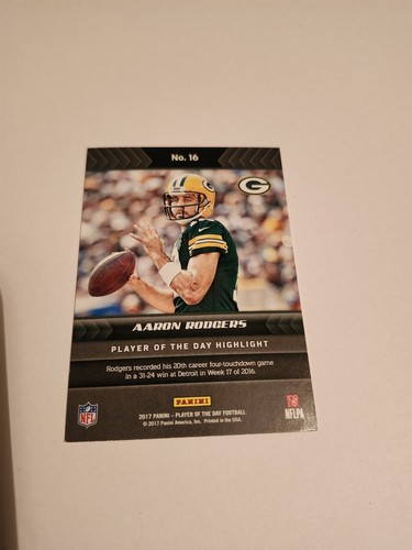 2017 Panini Player Of The Day Football Aaron Rodgers Green Bay Packers #16 - Picture 4 of 4