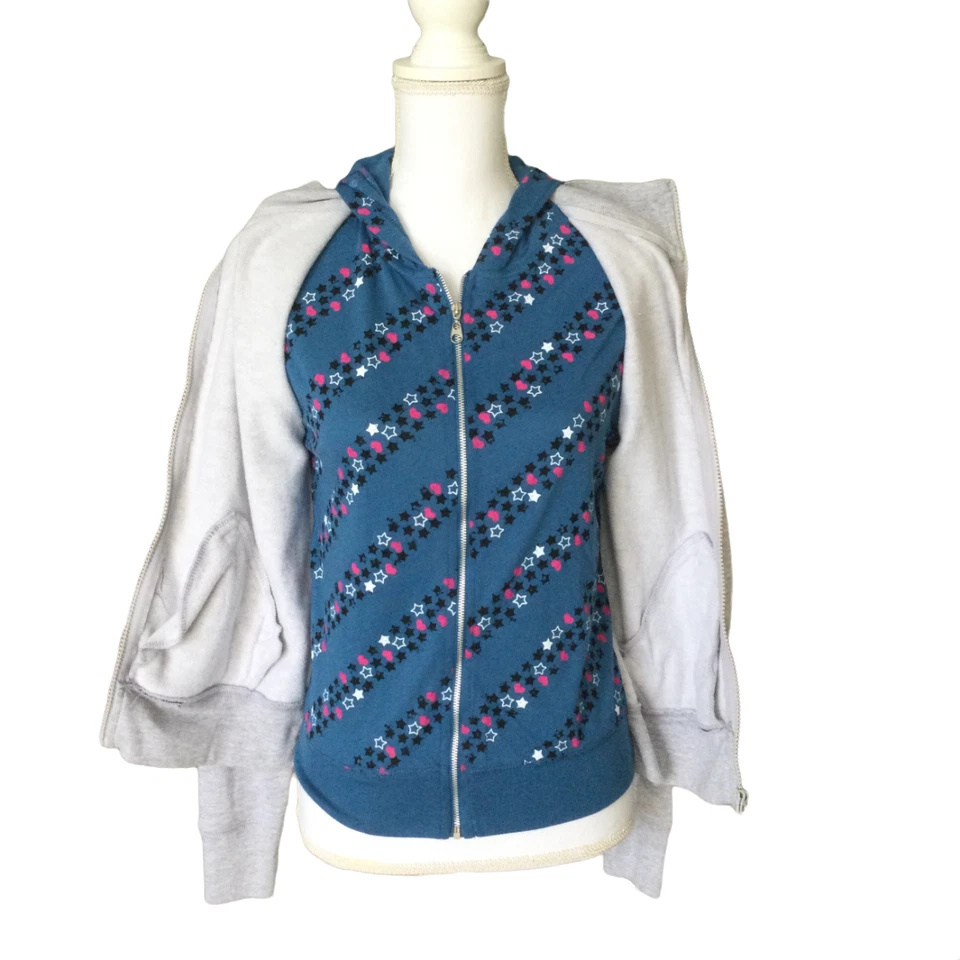 Energie Vintage Y2K Active Juniors Sudadera con Capucha Gris con Chaqueta Incorporada Talla M Foto 2 de 4