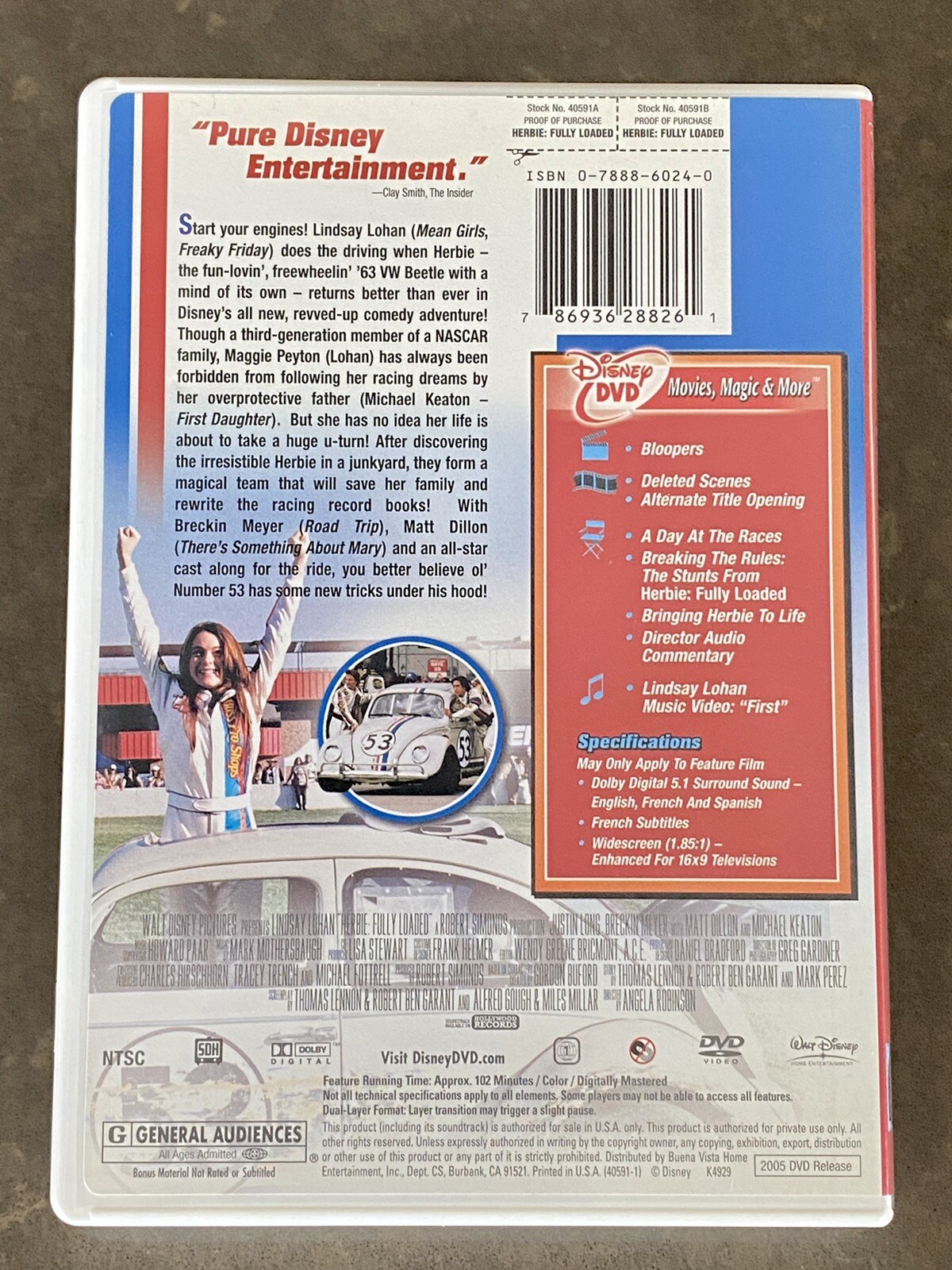 Herbie Fully Loaded (DVD, 2005) 786936288261 eBay