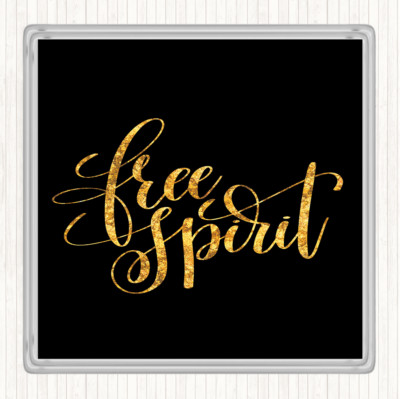 Schwarz Gold Gratis Spirituose Zitat Getränke Matte Untersetzer