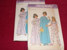 🌸 1977 SIMPLICITY #8127 - GIRLS GRANNY ROBE-PJ's & NIGHTGOWN PATTERN  SM-MED FF
