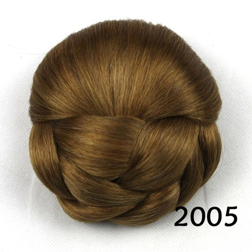 Scrunchie donna intrecciato finta estensione capelli riccio do panino acconciatura coda di cavallo - Foto 8 di 17