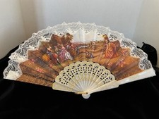 Spanish Ornate Lacy Fan Scenic Flair From Spain 1970s Vintage