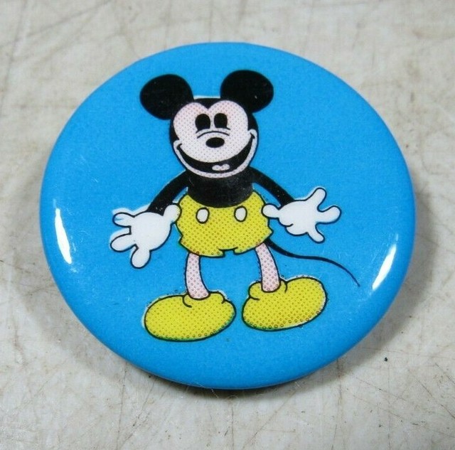 Vintage Mickey Mouse Pin Back Button Yellow Pants & Shoes Unusual Rare ...