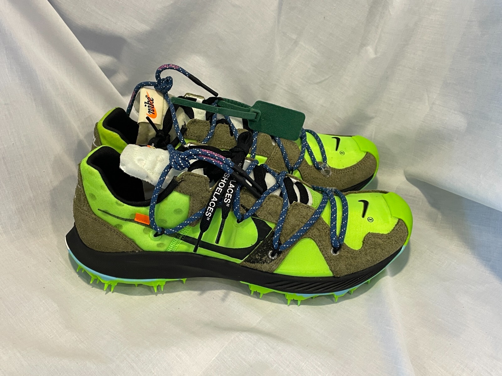 OFF WHITE X NIKE Nike Zoom Terra Kiger 5 x Off White donna 13 5 verde elettrico argento CD8179 300