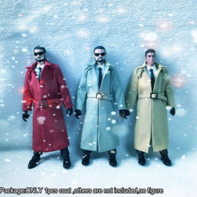 Handmade 1/18 Cool Lapel Trench Coat Jacket Outwear Clothes For 3.75 Male Figure