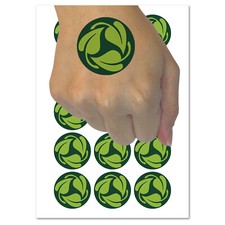Three Leaves Circle Recycle Pattern Temporary Tattoo Water Resistant Set