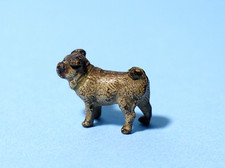19thC Miniature Cold Painted Bronze Pug French Bulldog Figurine Signed 3.2g #GT
