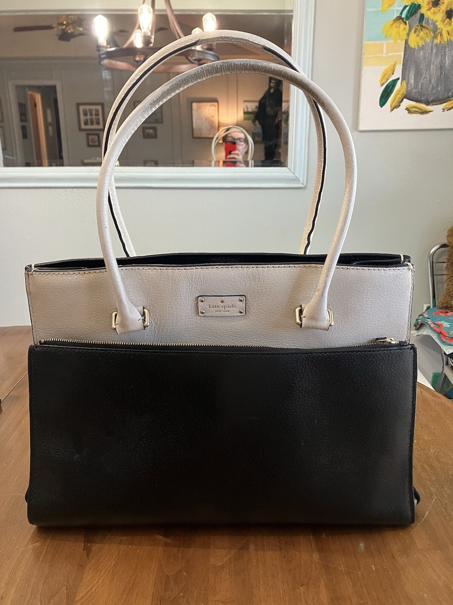 Kate Spade Black White Leather Grove Street Maeve Shoulder Bag