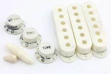 RELIC Aged WHITE Knobs Set & Pickup Covers, Switch Tremolo Tip for Stratocaster