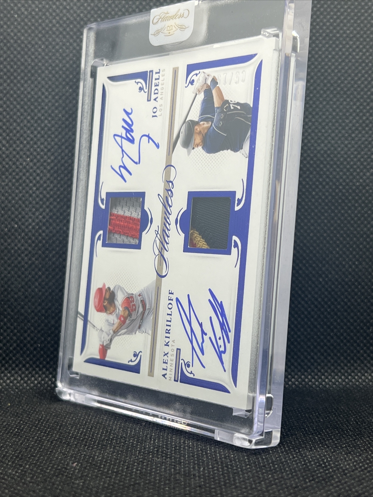 2021 Panini Flawless Dual Signature Patch #05/15 Jo Adell Alex Kirilloff Encased view 1