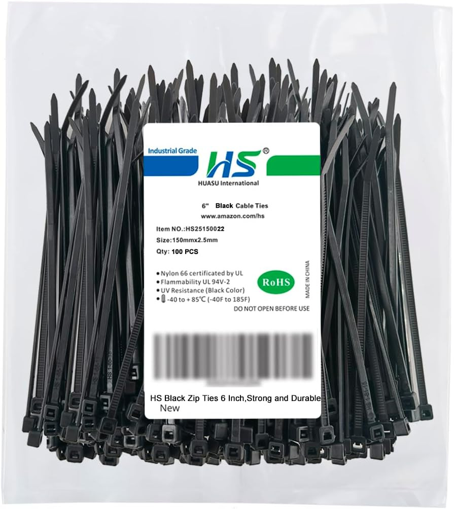 Heavy-Duty Nylon Zip Ties - 50 LBS Strength for Bike, Car & Cord Management