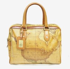 Prima Classe Large Brown World Map Pattern Pvc Handbag Authentic