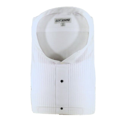 lucasini dress shirt Lucasini Men s Tuxedo Shirt White Black Buttons Wing Tip Collar Size 22 36/37