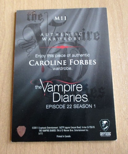 2011 Cryptozoic Vampire Diaries Season 1 wardrobe Candice Accola CAROLINE M11 - Picture 2 of 2
