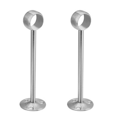 Wardrobe Pipe Bracket, 23mm Dia, Ceiling Mounted Rail Rod Support Socket 2pcs