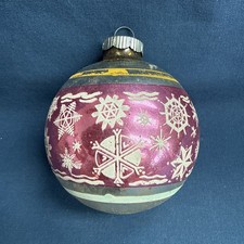 Shiny Brite Christmas Ornament Stripe Stencil Snowflakes Made in USA