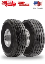 RRQ 10 Inch Solid Polyurethane Tire 4.10/3.50-4 Tire, 10" Flat Free Wheels with
