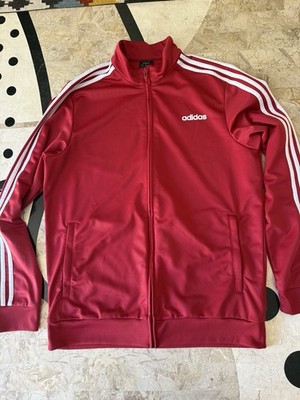 EUC Adidas Burgundy Red Jacket Soccer Track Jacket Top men's slim   L