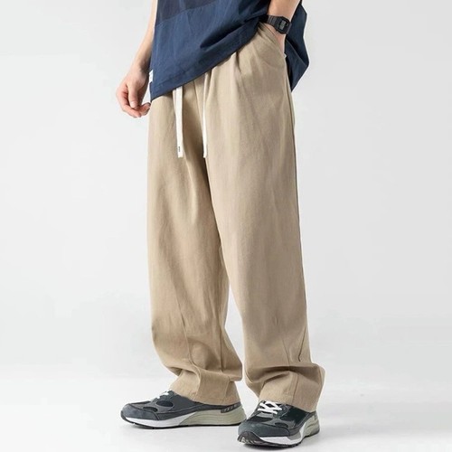 Pantalones drapeados de color liso para hombre ideales para actividades al aire libre y eventos - Imagen 7 de 27