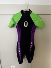 O'Neill Youth Wetsuit Short Sleeve Full Length Back Zip Black Purple Green 8
