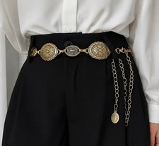 Damen Kettengürtel Gold Metall mit Medaillon...