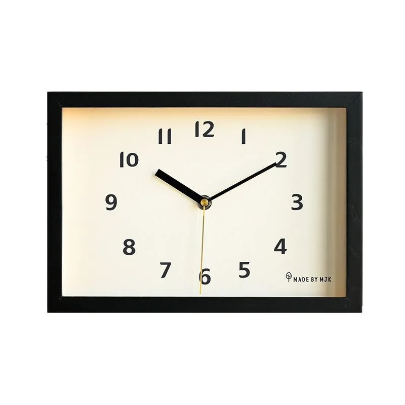 Japanese Style Wooden Wall Clock 12" Rectangular Silent Modern Home Decor