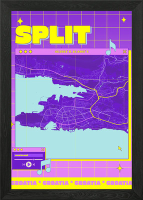 Split, Kroatien Landkarte Kunst Gerahmtes Wandbild Poster Leinwanddruck Bild
