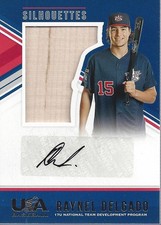 2018 USA Stars Stripes Silhouettes Signature Bats #99 Raynel Delgado Auto /49 BB