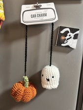 ghost and pumpkin Rear View Mirror car charm, Halloween Decoration