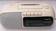 Vintage Panasonic RC-X160 Clock Radio Cassette Twin Alarm White Faulty Tape