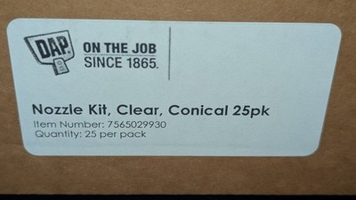 New Case of (25) DAP 7565029930 Clear Conical Nozzle Kit
