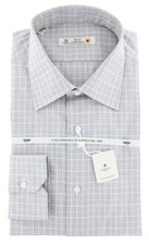 Luigi Borrelli Gray Plaid Shirt - Slim - 17/43 - 30LB110