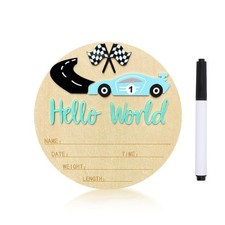 Baby Announcement Sign, 5.9 Inch Wooden Hello World Newborn Sign,Welcome Baby...