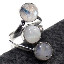 925 Silver Plated Rainbow Moonstone Jewellery Ring Handmade Size Us 9 GW