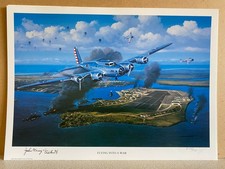 B-17 Flying Fortress aviation print Pearl Harbor John Davy Crockett  signed