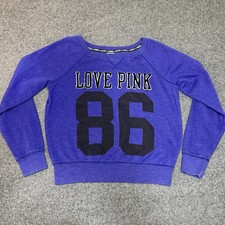 Vtg 2011 Victorias Secret PINK Sweatshirt Sz L Puffy Letters 3D Varsity Style 86